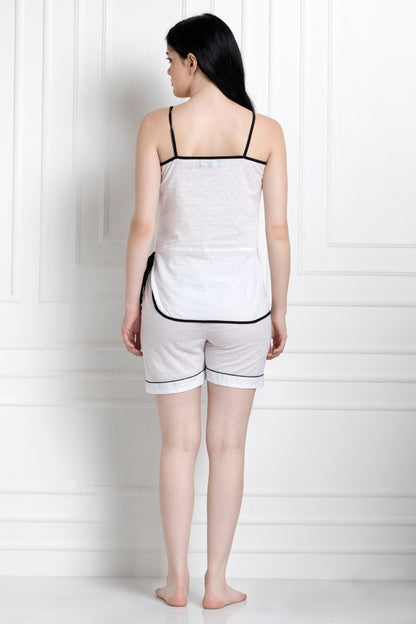 Overlap White Top With Side Strings To Tie With Shorts