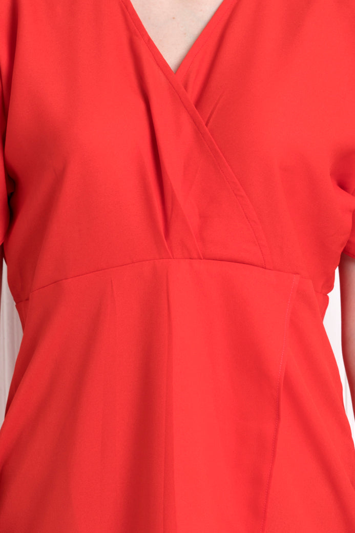 V-Neck , Elbow Sleeve Dress