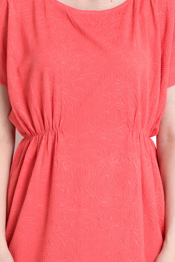 Round Neck Cinched Waist Dress For That Casual Day Out