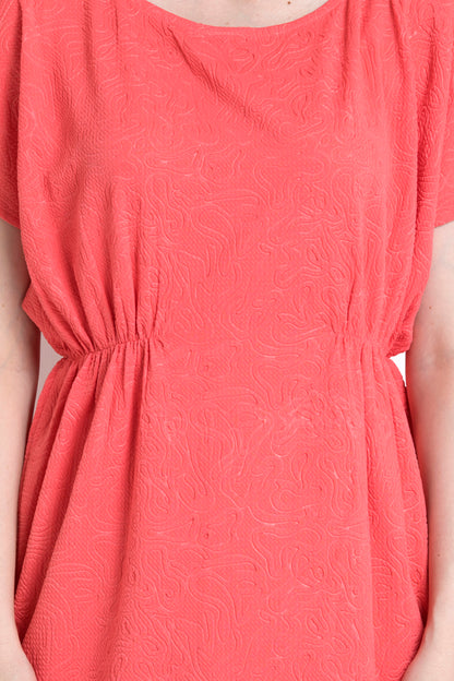 Round Neck Cinched Waist Dress For That Casual Day Out
