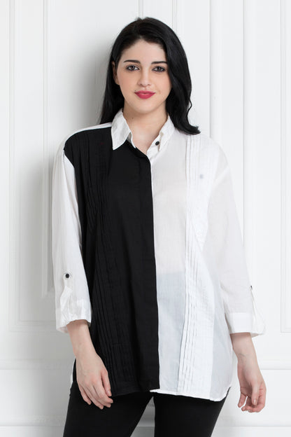 Black & White- Dual Tone Collared Shirt