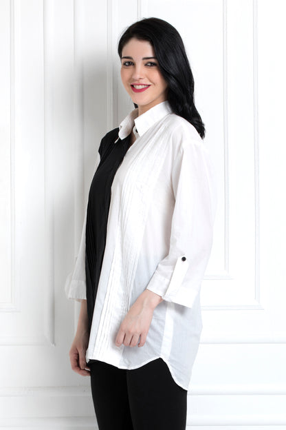 Black & White- Dual Tone Collared Shirt