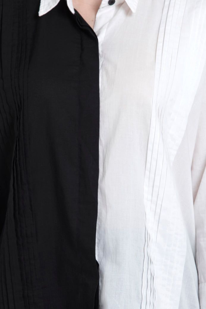 Black & White- Dual Tone Collared Shirt