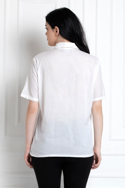 Collared Buttoned Down Shirt With Front Knot