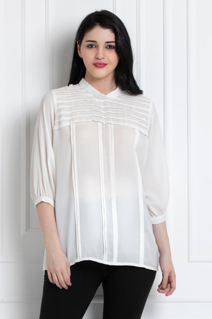 Stand Collar Paneled Top