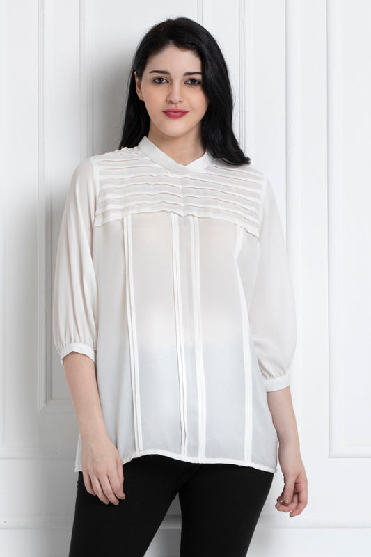 Stand Collar Paneled Top