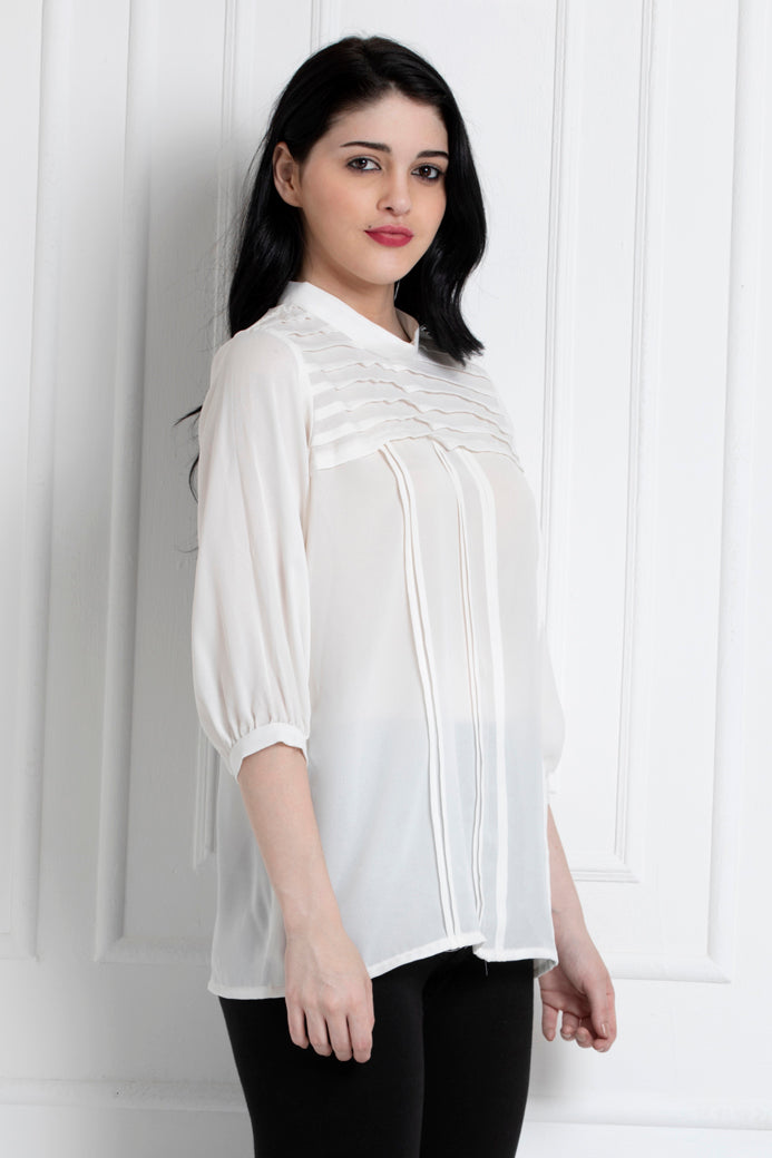 Stand Collar Paneled Top