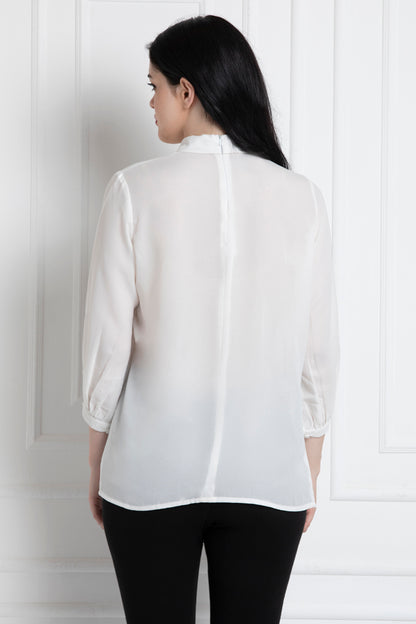 Stand Collar Front Gathered Top