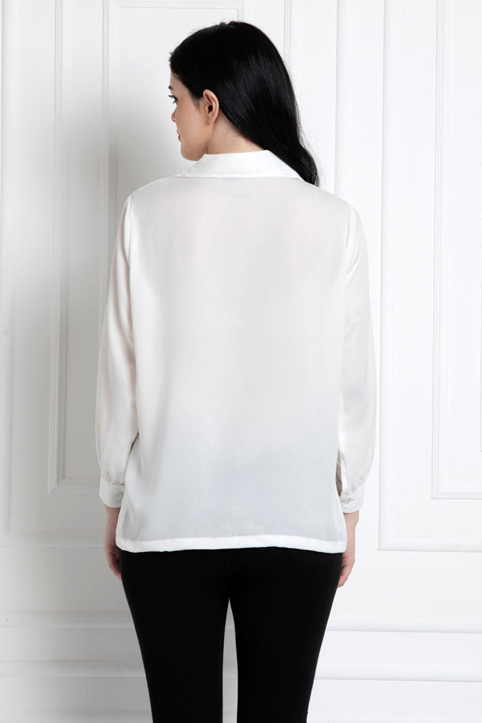 Collared Button Down Shirt With Pintucks