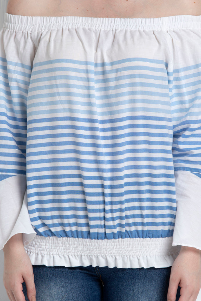 Off The Shoulder Top With Stripes. Made in Organic Cotton