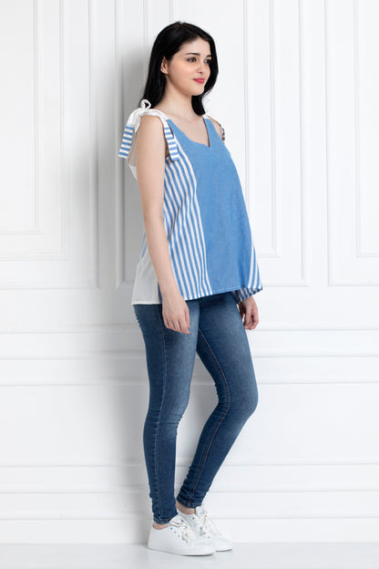 Spaghetti Style Top With Tie Knot On The Straps. Sustainable Chic