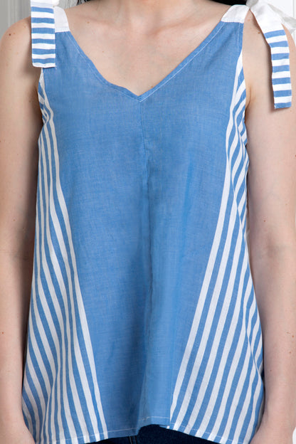 Spaghetti Style Top With Tie Knot On The Straps. Sustainable Chic