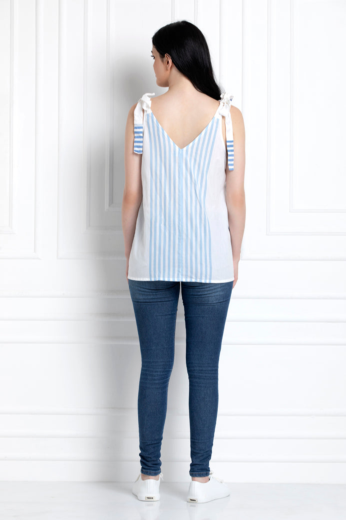 Spaghetti Style Top With Tie Knot On The Straps. Sustainable Chic