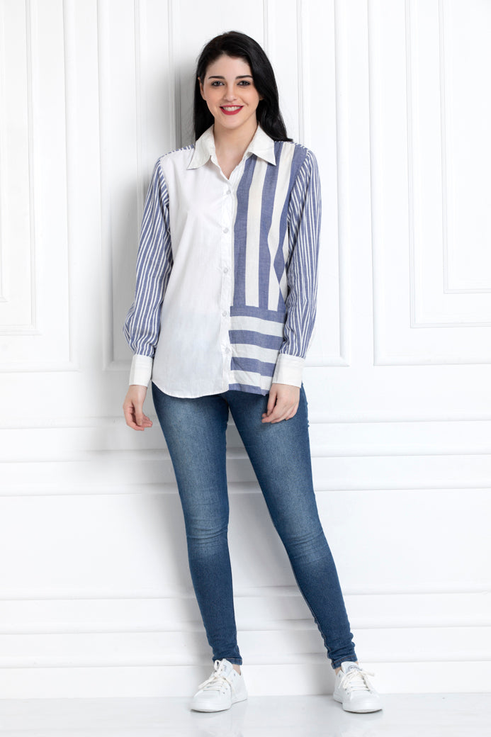 Collared Full Sleeves Button Down Shirt In Super Fine 100% Cotton