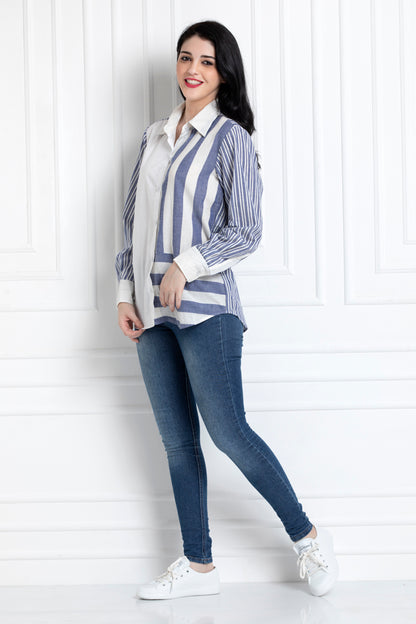 Collared Full Sleeves Button Down Shirt In Super Fine 100% Cotton