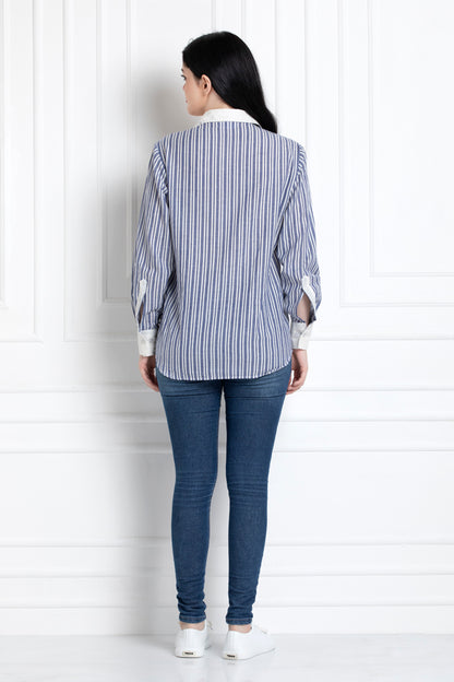 Collared Full Sleeves Button Down Shirt In Super Fine 100% Cotton