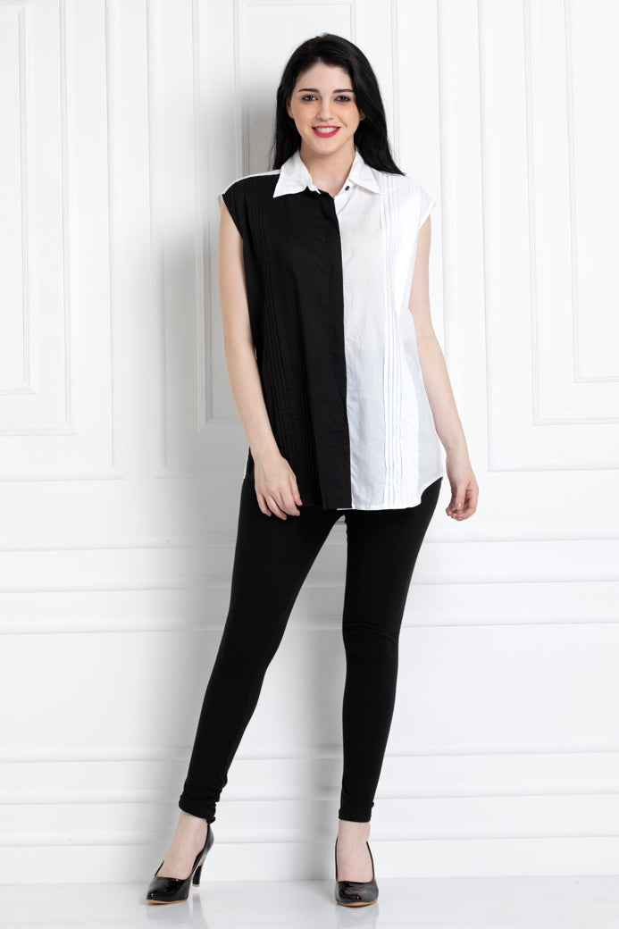 Monochrome Collared Shirt For That Crisp Look.
