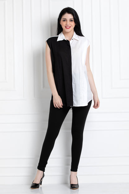 Monochrome Collared Shirt For That Crisp Look.