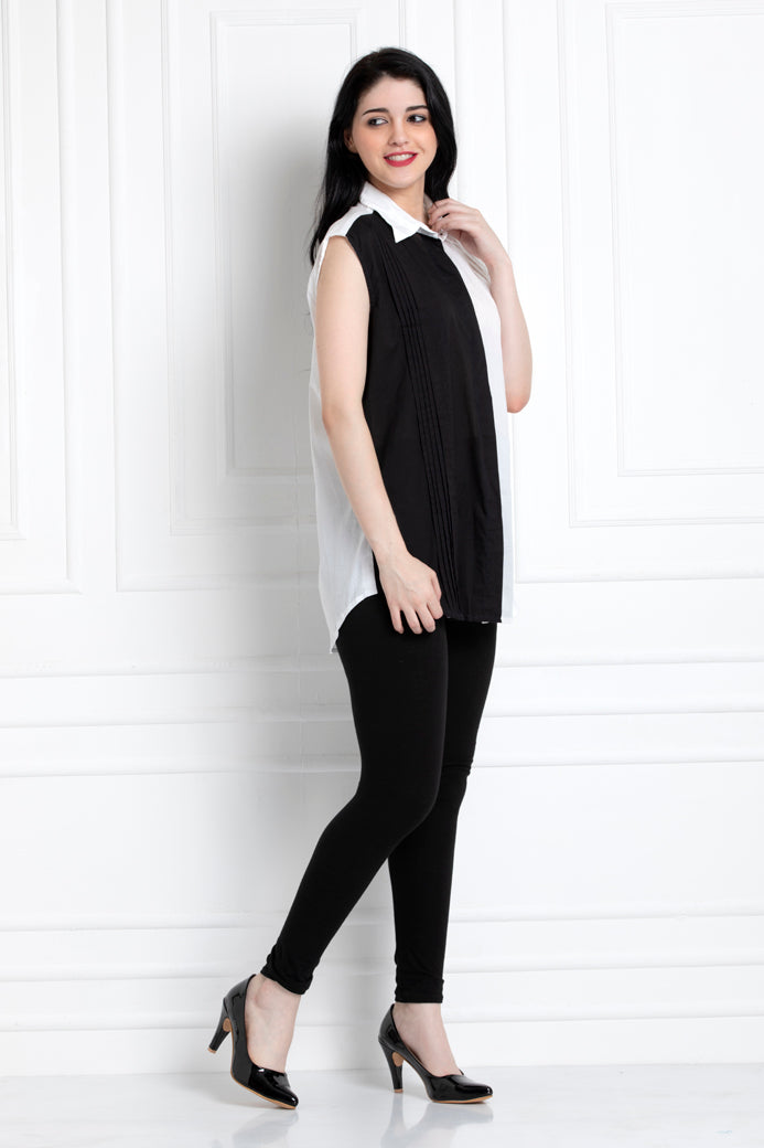 Monochrome Collared Shirt For That Crisp Look.