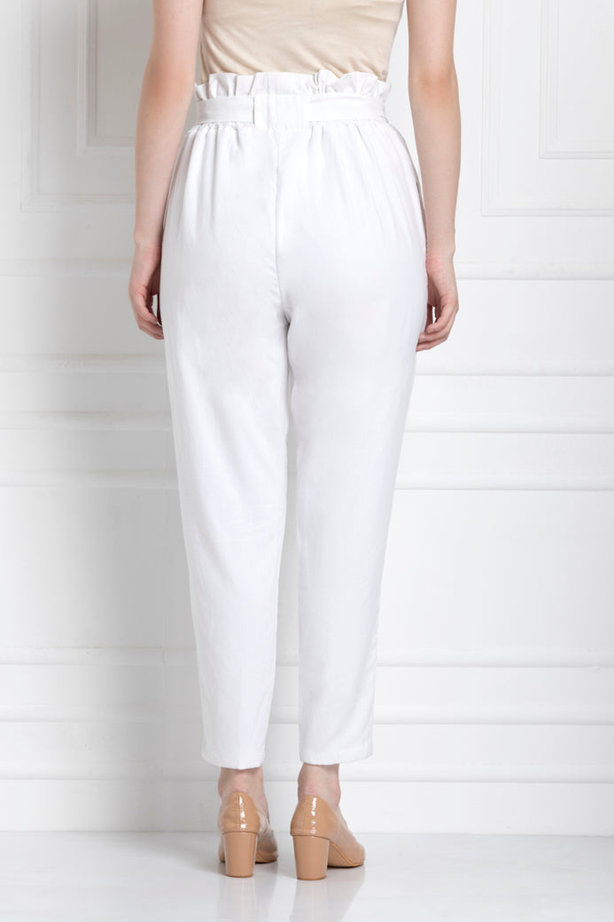 Paper Bag Waist Pants in 100% Cotton