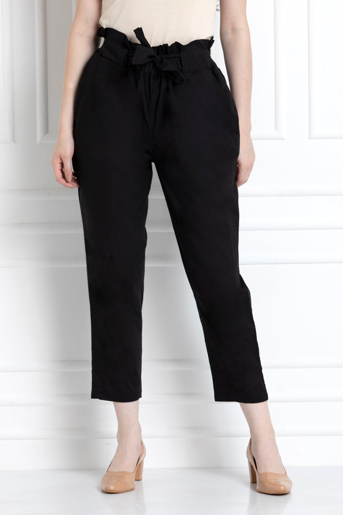 Paper Bag Waist Pants In 100% Cotton For That Stylish Yet Comfortable Feel