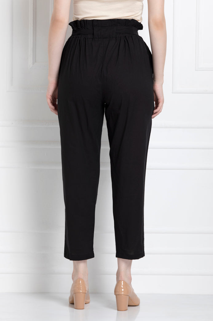 Paper Bag Waist Pants In 100% Cotton For That Stylish Yet Comfortable Feel