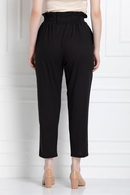 Paper Bag Waist Pants In 100% Cotton For That Stylish Yet Comfortable Feel