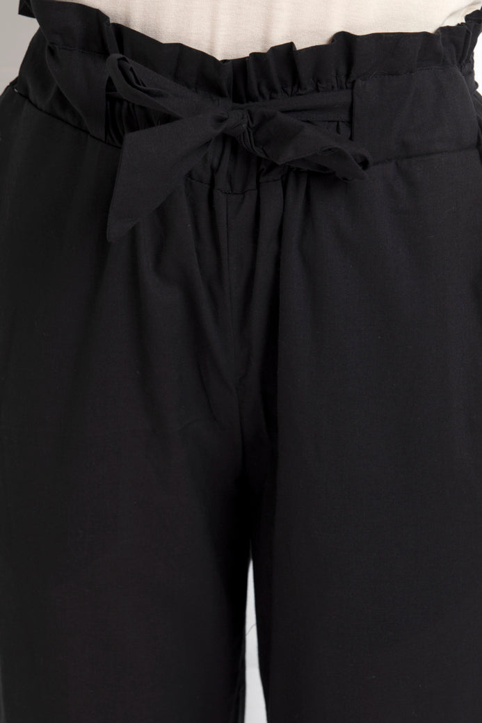 Paper Bag Waist Pants In 100% Cotton For That Stylish Yet Comfortable Feel