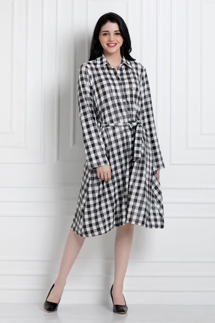 Chequered Button Down Dress. Stand Tall & Look Sharp In The Outfit