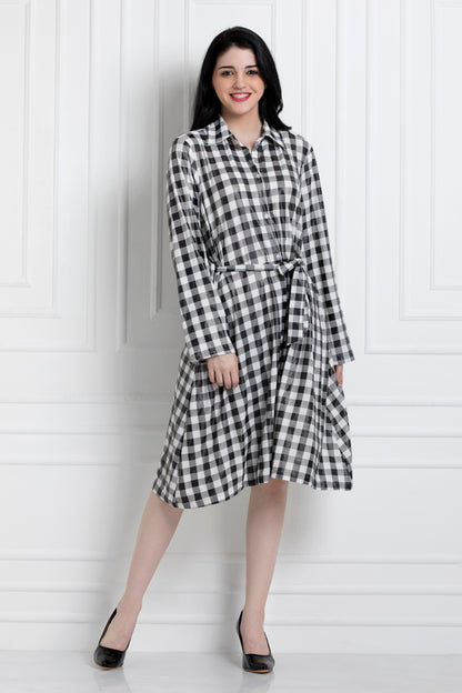 Chequered Button Down Dress. Stand Tall & Look Sharp In The Outfit