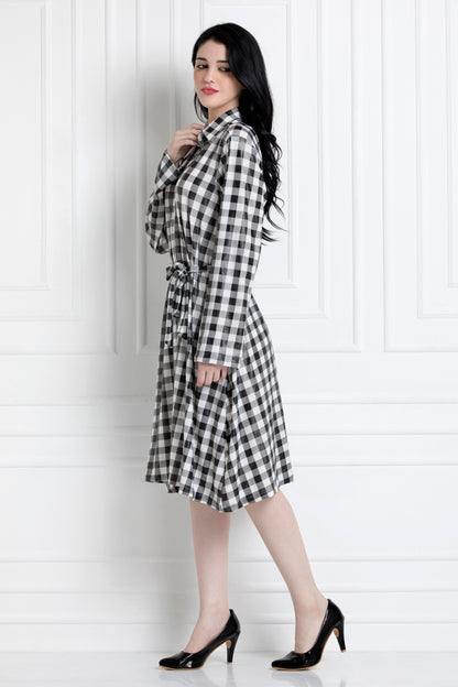 Chequered Button Down Dress. Stand Tall & Look Sharp In The Outfit