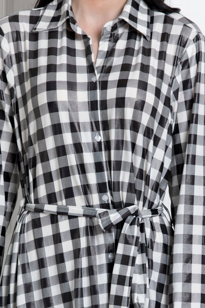 Chequered Button Down Dress. Stand Tall & Look Sharp In The Outfit