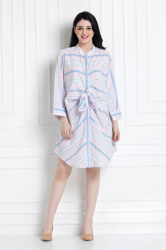 In Built Knot Dress In Organic Cotton. Will Make You Look Super Elegant Yet Chic