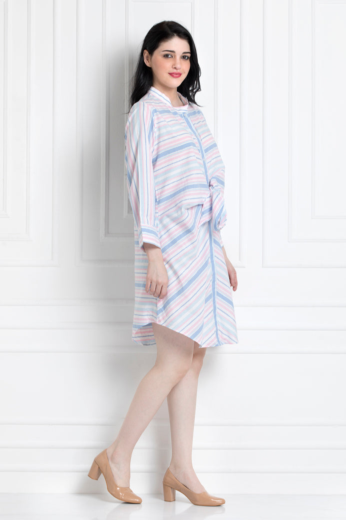 In Built Knot Dress In Organic Cotton. Will Make You Look Super Elegant Yet Chic