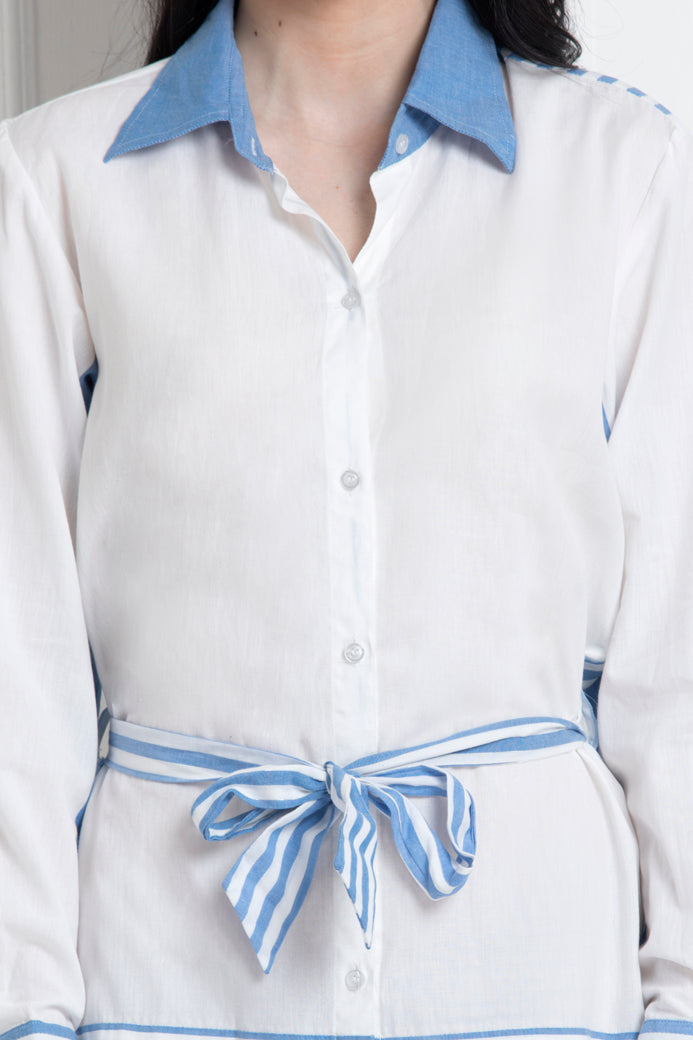 Collared Button Down High & Low Shirt Dress