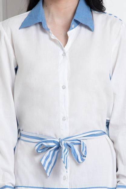 Collared Button Down High & Low Shirt Dress