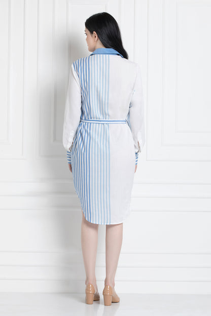 Collared Button Down High & Low Shirt Dress