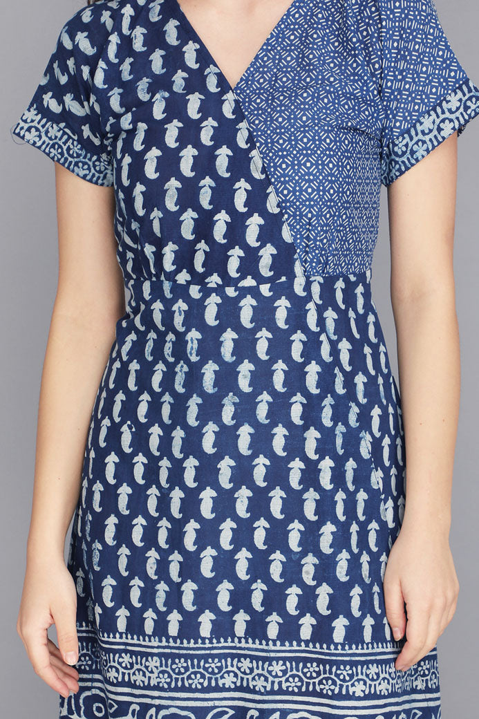 INDIGO BLUE BLOCK PRINT COTTON DRESS