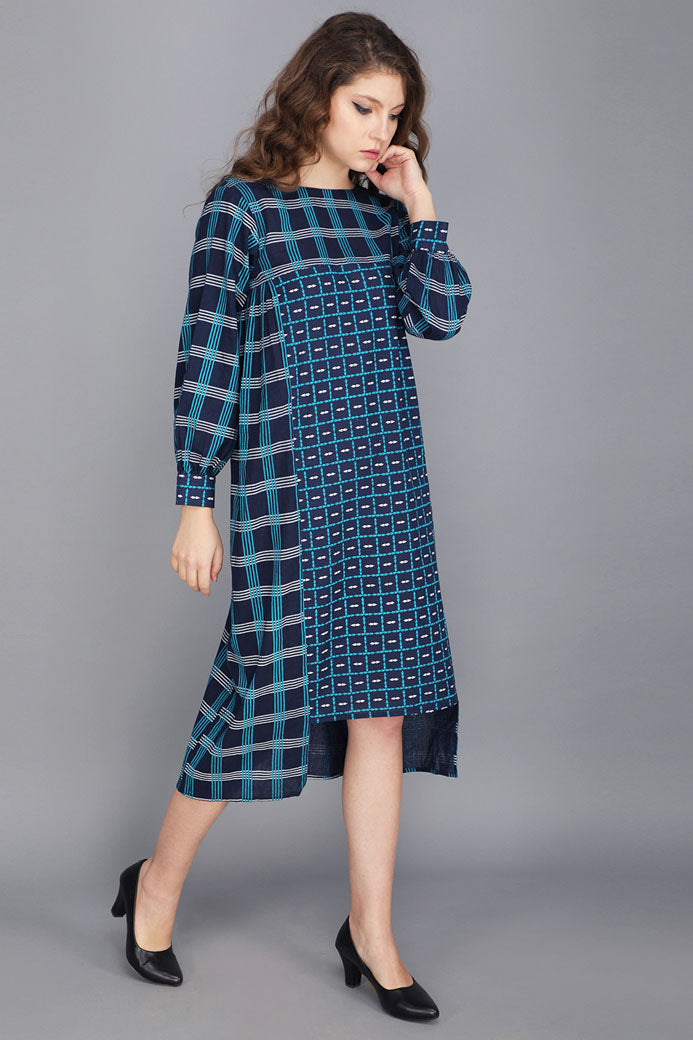 HIGH LOW COTTON CHECK DRESS