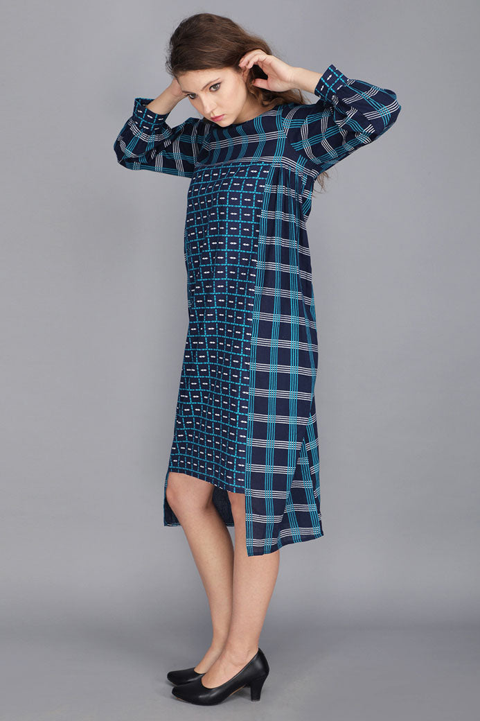 HIGH LOW COTTON CHECK DRESS