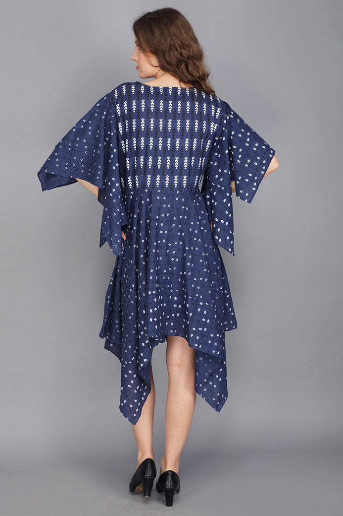 INDIGO BLUE HANDKERCHIEF DRESS IN COTTON