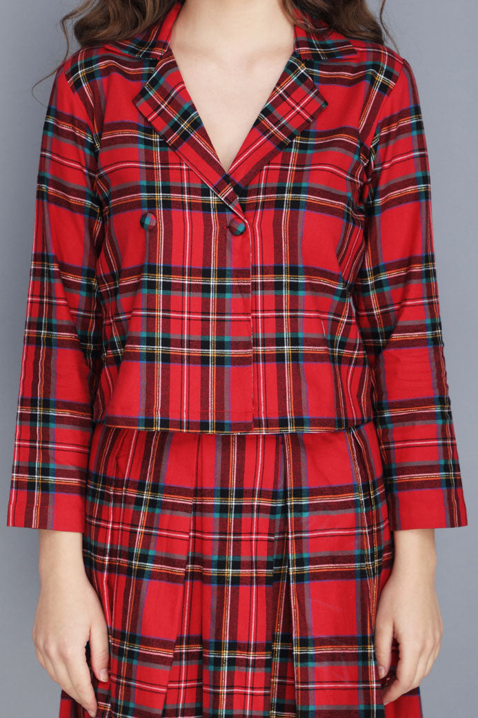 TARTAN JACKET TOP AND PEATED SKIRT