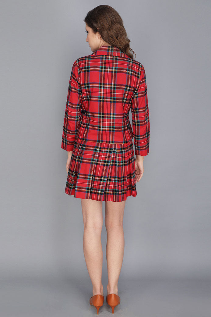 TARTAN JACKET TOP AND PEATED SKIRT