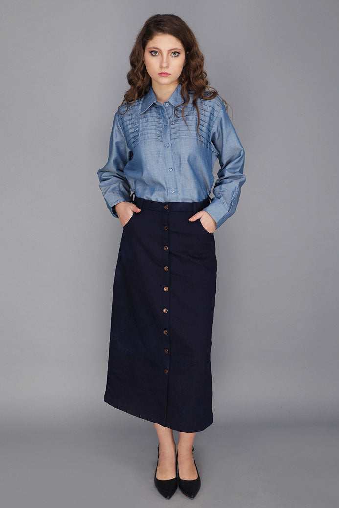 DENIM MIDI SKIRT