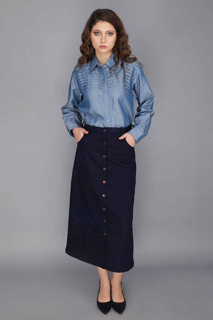 DENIM MIDI SKIRT