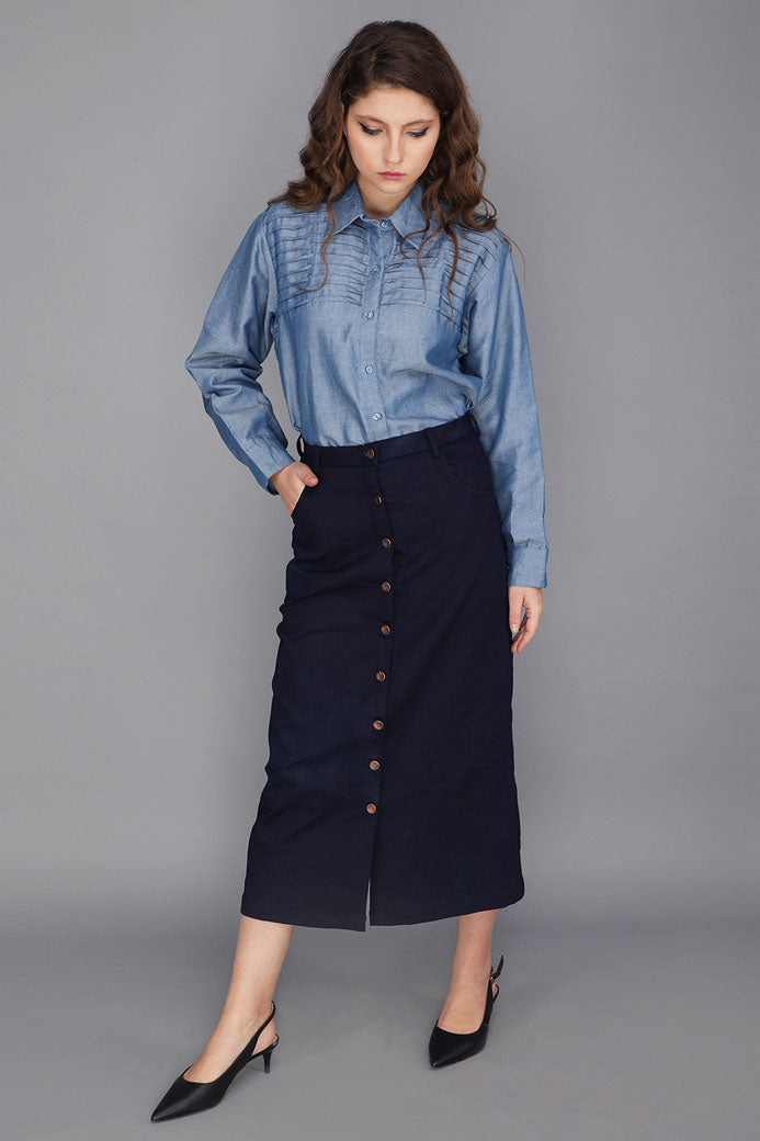 DENIM MIDI SKIRT
