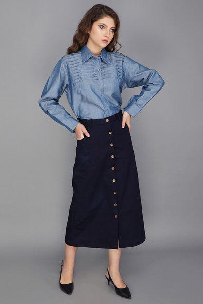 DENIM MIDI SKIRT
