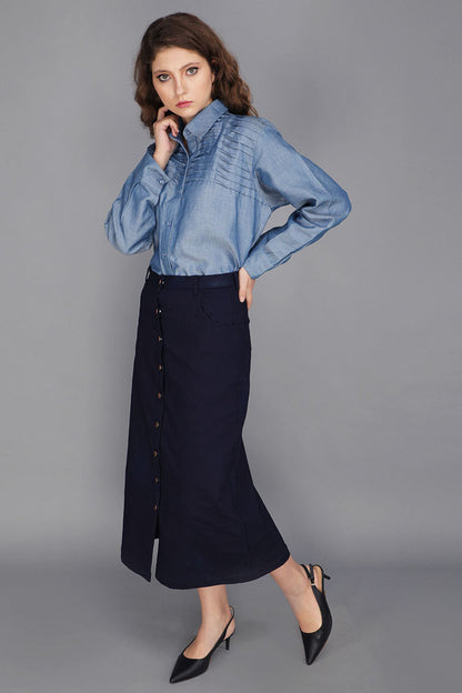 DENIM MIDI SKIRT