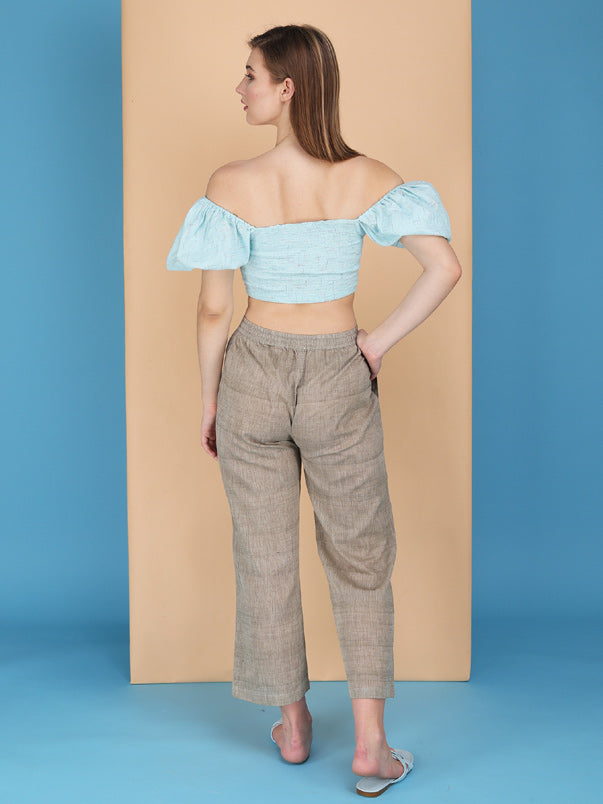 elasticated Off the shoulder top made in cotton