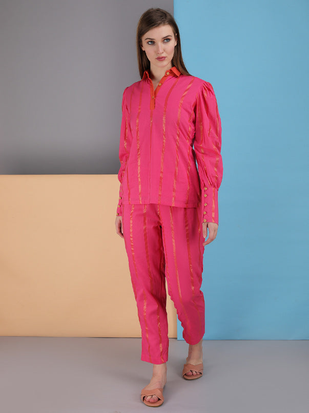 collar Co-rd set made in cotton